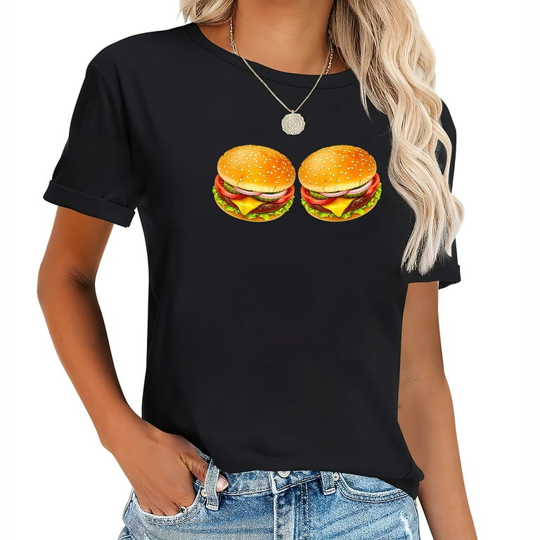 Big boobs Tshirt two big hamburger titty boobie shirt