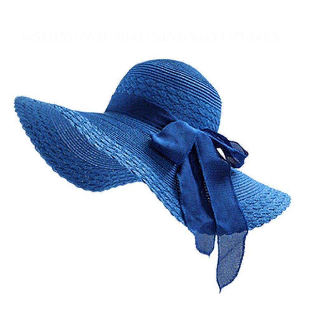 Womens Big Bowknot Straw Hat-Large Floppy Foldable Roll up Beach