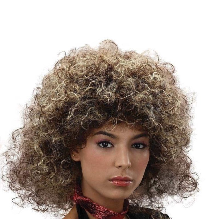 Womens Big Hair Wig 2 Tone 80s Wigs Female Halloween Costume