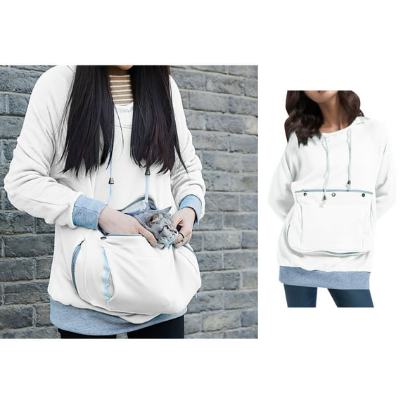 Womens Big Pouch Hoodie Oversized Dog Carrier Hoodie Long Sleeve Large Pocket Sweatshirt for Women Warm Fall Winter Clothes