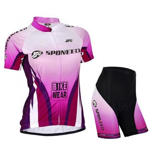 Womens Bike Jersey Short Sleeve Bicycle Shirts and Shorts Cycling Suits Pink M