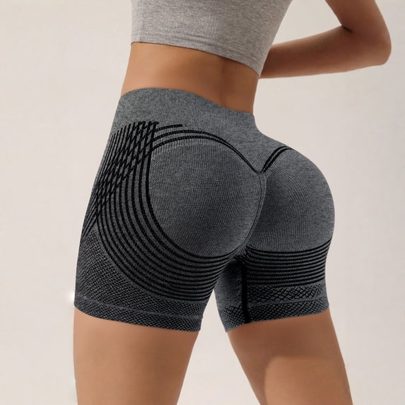 Womens Biker Shorts High Waist Booty Lifting Compression Athletic Shorts Grey