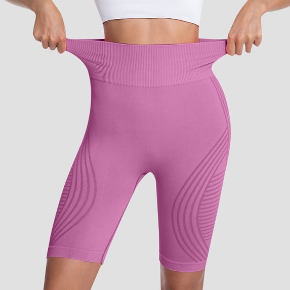 Womens Biker Shorts High Waist Compression Textured Peach Hip Fitness Athletic Shorts for Women Pink