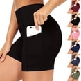thumbnail image 1 of Womens Biker Shorts with Pockets, 5 Inch High Waisted Tummy Control Spandex Yoga Workout Shorts, 1 of 6
