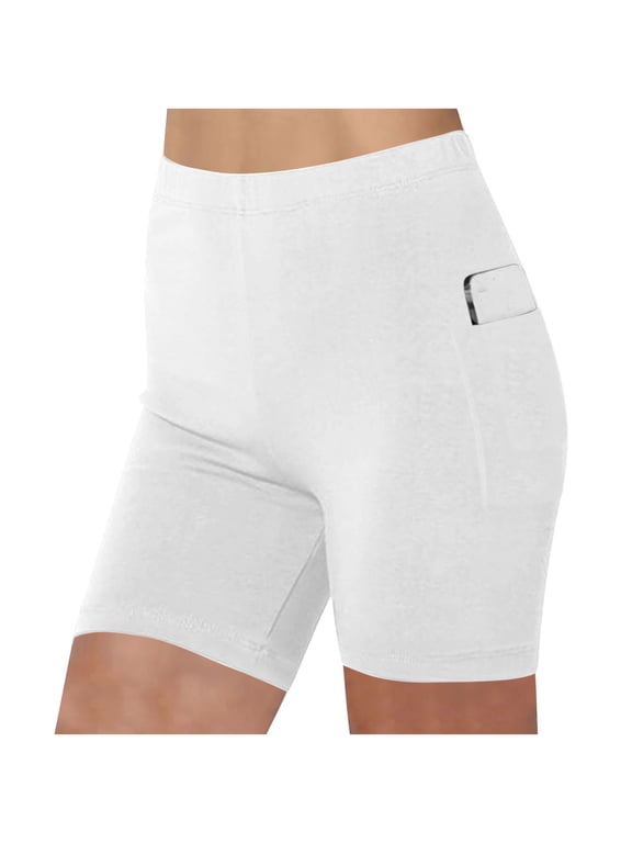 Womens Biker Shorts with Pockets Fashion Tummy Control Yoga Leggings Workout Gym Athletic Running Yoga Shorts