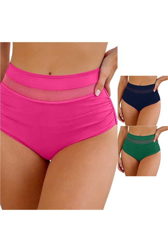 Womens Bikini Bottoms High Waisted Bikini Tummy Control Bathing Suit Bottom Cute Swimsuits