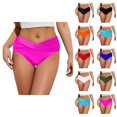 thumbnail image 1 of Womens Bikini Bottoms Ruched Front Swimsuit Bottom Tummy Control Bathing Suit Briefs High Waisted Swimwear, 1 of 5