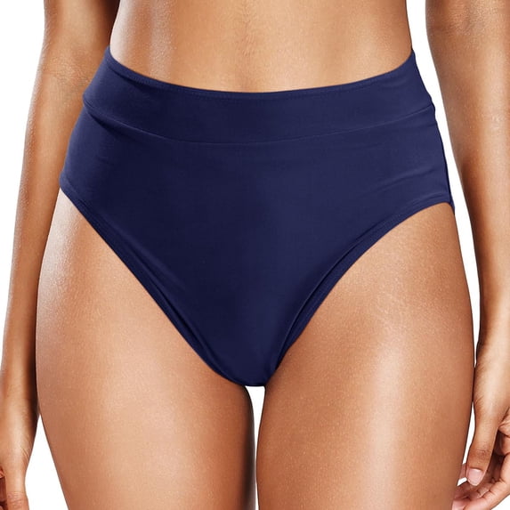 Womens Bikini Bottoms Tummy Control High Waisted Ruched Swim Bottom Full Coverage Swimsuits Bottoms Summer Beachwear BU2 M