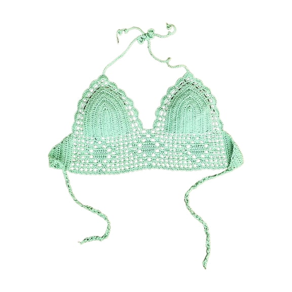 Womens Bikini Bra Crochet Sling Backless Tank Top | Breathable Knit Bralette & Summer Beach Wear For Women Summer Swimming,Size:S