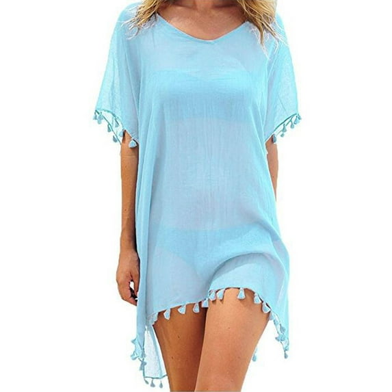 Womens Bikini Cover Up Dress Swim Beach Bathing Swimsuit Baggy Tunic Tops T-Shirt