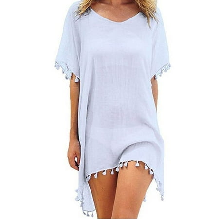 Womens Bikini Cover Up Dress Swim Beach Bathing Swimsuit Baggy Tunic Tops T-Shirt