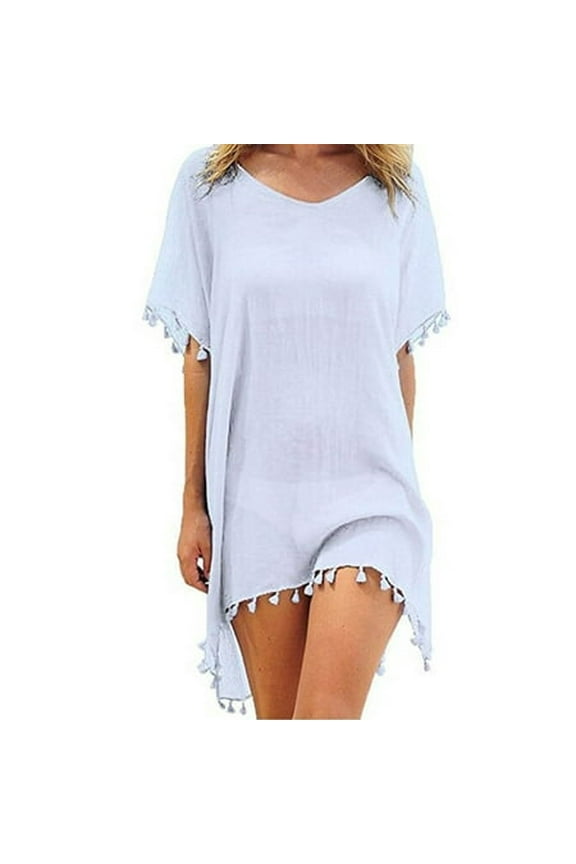 Womens Bikini Cover Up Dress Swim Beach Bathing Swimsuit Baggy Tunic Tops T-Shirt