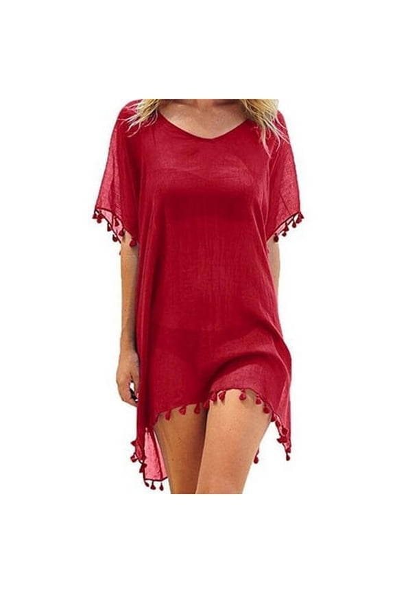 Womens Bikini Cover Up Dress Swim Beach Bathing Swimsuit Baggy Tunic Tops T-Shirt