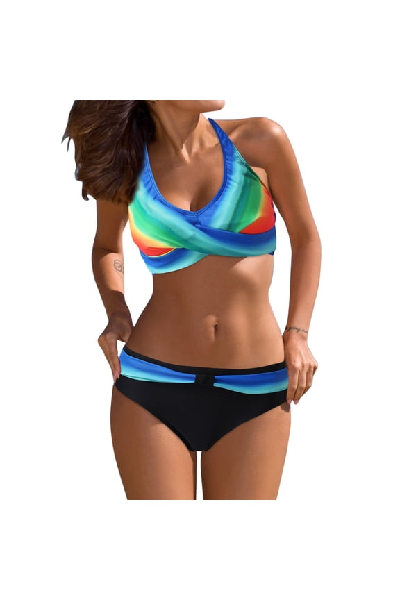 Womens Bikini Set High Waisted Bikini Two Piece Swimsuit Twist Hook Eye Adjustable Straps Bikini Sets for Women