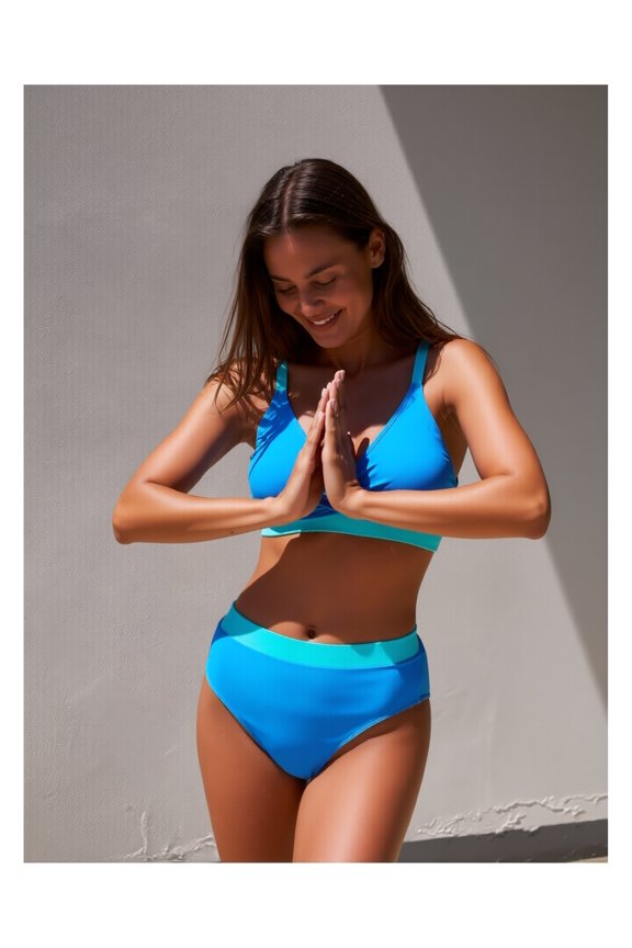 Womens Bikini Set Rose Red & Pink Color Block High Waisted Two Piece Swimsuit Backless Bathing Suit for Beach Pool Summer Vacation