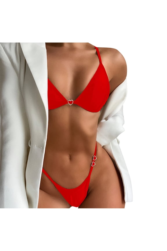 Womens Bikini Set Small Circle Patchwork Solid Brazilian Swimwear Two Pieces Swimsuit Padded Thong Bathing Suits