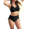 thumbnail image 1 of Womens Bikini Sets Drawstring Tummy Control Swimsuits Crisscross Tie Back Bathing Suit, 1 of 7