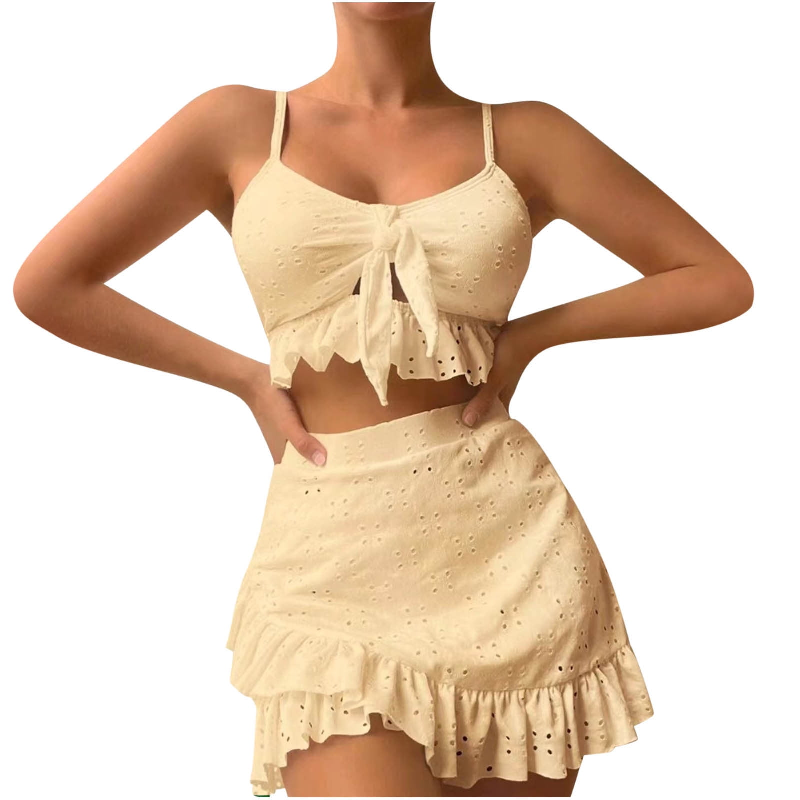 Women Sexy High Waist Bikini Sets Mesh Tummy Control 2 Piece Swimsuits