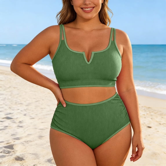 Womens Bikini Sets Two Piece Plus Size Swimsuit Bikini With Adjustable Straits For Full Figure 2 Piece Bathing Suits L