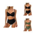 thumbnail image 1 of Womens Bikini Swimsuit Metallic Buckle Tankini Top High Waist Bottom Two Piece Swimwear Tummy Control Bathing Suit, 1 of 6