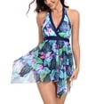 thumbnail image 1 of Womens Bikini Swimsuit Set Floral Printed Swim Skirt Swim Trunks Two Piece with Bra Pads, 1 of 6