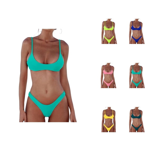 Womens Bikini Swimsuit Summer Two Piece Swimwear High Waist Bottom Tummy Control Bathing Suit Beach Vacation Pool