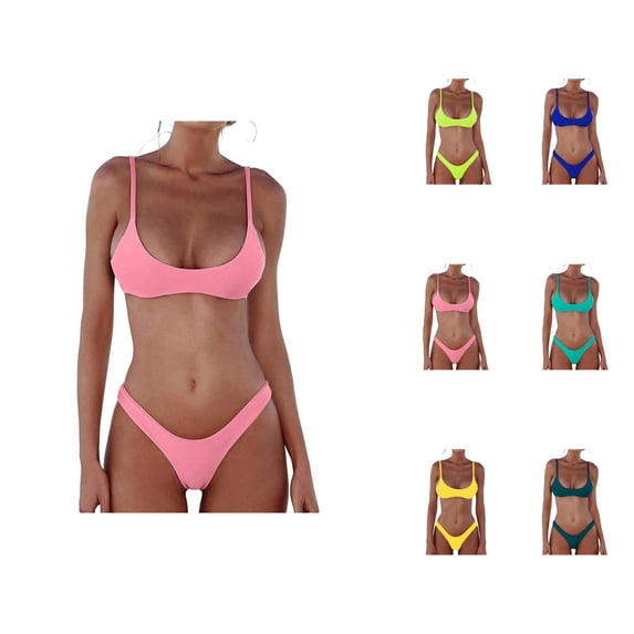 Womens Bikini Swimsuit Summer Two Piece Swimwear High Waist Bottom Tummy Control Bathing Suit Beach Vacation Pool