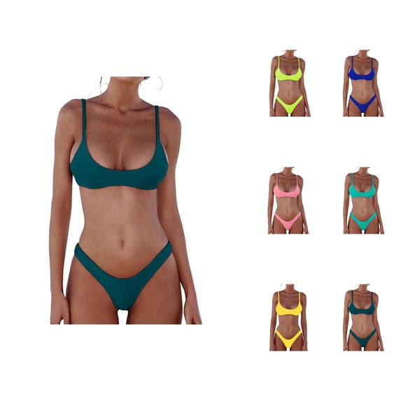 Womens Bikini Swimsuit Summer Two Piece Swimwear High Waist Bottom Tummy Control Bathing Suit Beach Vacation Pool