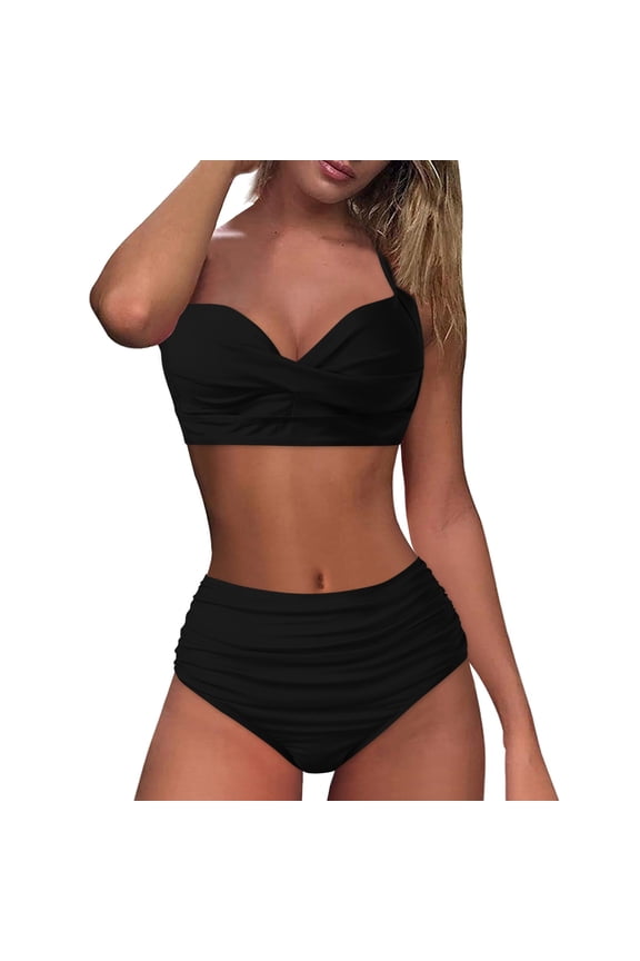 Womens Bikini Swimsuits High Rise Two Piece Bathing Suits High Waisted Bikini Sets for Women Plus Size Swimwear