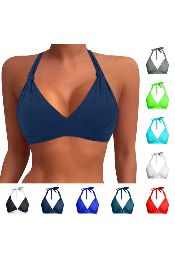 Womens Bikini Top String Halter Swimsuit Bathing Suit Top Minimalist Full Coverage Swimsuit Top Only