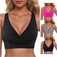 thumbnail image 1 of Womens Bikini Top V Neckline Sporty Racerback Bikini Tops Black Tankini Womens Bralette Padded, 1 of 4