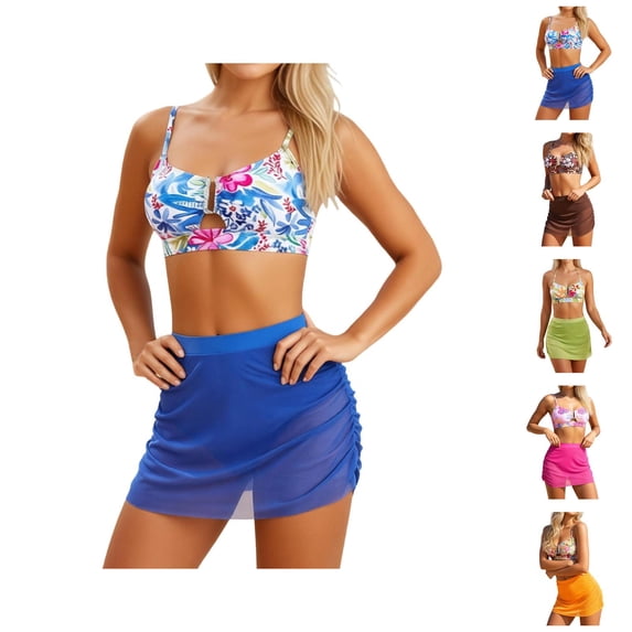Womens Bikini Two Piece Swimsuit Reversible Print Top Bottom High Waisted Swimwear Tummy Control Bathing Suit Beach Vacation