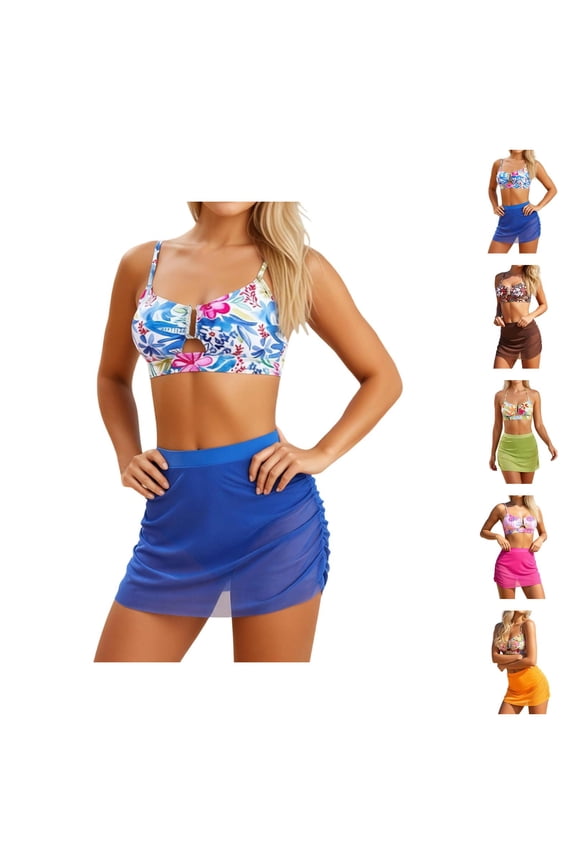 Womens Bikini Two Piece Swimsuit Reversible Print Top Bottom High Waisted Swimwear Tummy Control Bathing Suit Beach Vacation