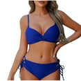 thumbnail image 1 of Womens Bikini Women Solid Color Backless Strap Bikini Swimsuit Dark Blue,XL, 1 of 6