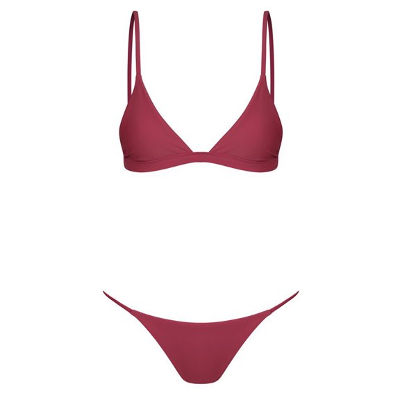 Womens Bikinis Solid Color Spaghetti Strap Sexy Mini Brassiere With Thongs Push Up Two Piece Brazilian Swimsuits Set Swimwears Holiday Wear,Red,Xl