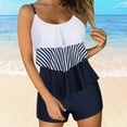 thumbnail image 1 of Womens Bikinis Summer Color Block Print Strappy Swim Tank Top With Shorts Two Piece Tankini Set Swimsuits Beachwear, 1 of 6