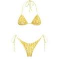 thumbnail image 1 of Womens Bikinis Summer Floral Print Lace Up Halter Bra And Thong Two Pieces Tankinis Sets Swimsuits Beachwear, 1 of 2