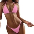 thumbnail image 1 of Womens Bikinis Summer Solid Color Halter Two Piece Bra With Briefs Tankinis Two Piece Swimsuits Sets, 1 of 4