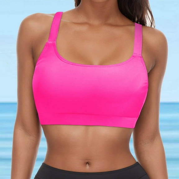 Womens Bikinis Summer Solid Color Strappy Full Coverage Push Up Bra Tankinis Swimsuits Beachwear