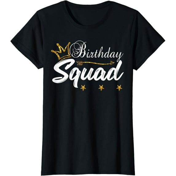 Womens Birthday Squad Gold Crown White B-Day for Women T-Shirt