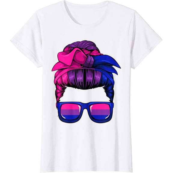 Womens Bisexual Messy Bun Cool Subtle Bi Pride Tee