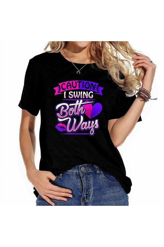 Womens Bisexual Pride Shirt Bi LGBT I Swing Both Ways LGBTQ Black