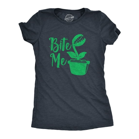 Womens Bite Me T Shirt Funny Venus Fly Trap Carnivorous Plants Joke Tee for Ladies Womens Graphic Tees