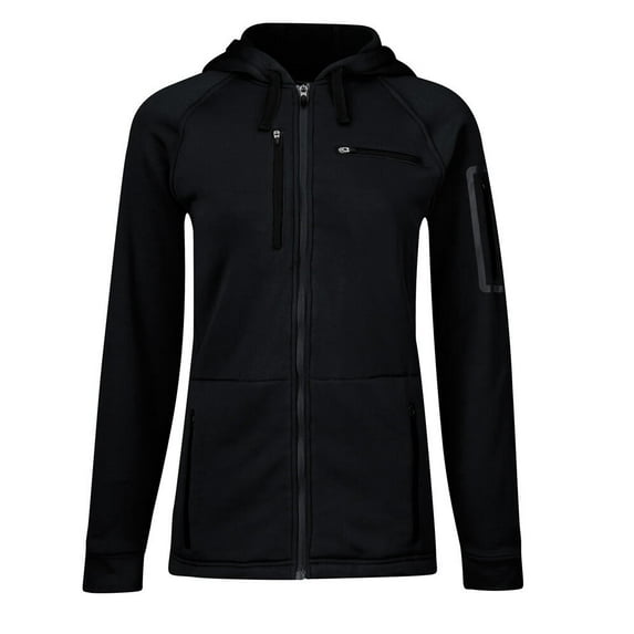 Womens Black 7.4 Oz 95% Polyester / 5% Spandex 314 Hooded Sweatshirt (L)