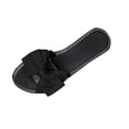 thumbnail image 1 of Womens Black Bow Slide Sandals | Big Bow Flat Slip-On | PU Faux Leather Casual Comfort Sandals,Size 6.5, 1 of 9