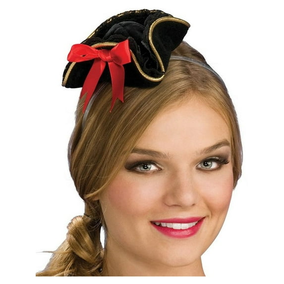 Womens Sexy Black Mini Micro Small Pirate Tricorn Hat
