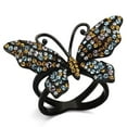thumbnail image 1 of Womens Black Butterfly Ring Anillo Para Mujer Stainless Steel Ring with Top Grade Crystal in Multi Color Carpi, 1 of 4
