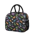 thumbnail image 1 of Womens Black Cartoon Dinosaurs Speech Bubbles Pattern Lunch Box for Work,Insulated Lunch Bag for Women,Loncheras Para Mujer,Leakproof Adult Lunch Bag for Work,Beach,Travel,Picnic,Camping, 1 of 7