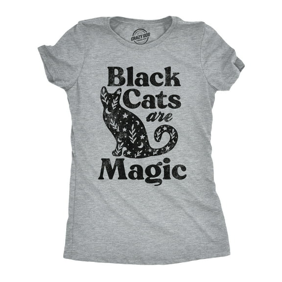 Womens Black Cats Are Magic T Shirt Cute Kitten Lovers Graphic Novelty Tee Halloween Top Womens Graphic Tees