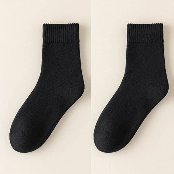 Womens Black Crew Socks, Soft Breathable Everyday Socks, One Size Fits Most Casual Socks, Comfortable Polyester 1 Pair,Size Free Size